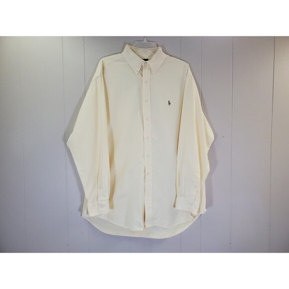 Ralph Lauren Men's‎ 17 34/35 Yarmouth Solid Yellow Long Sleeve Button Down Shirt - Picture 2 of 6